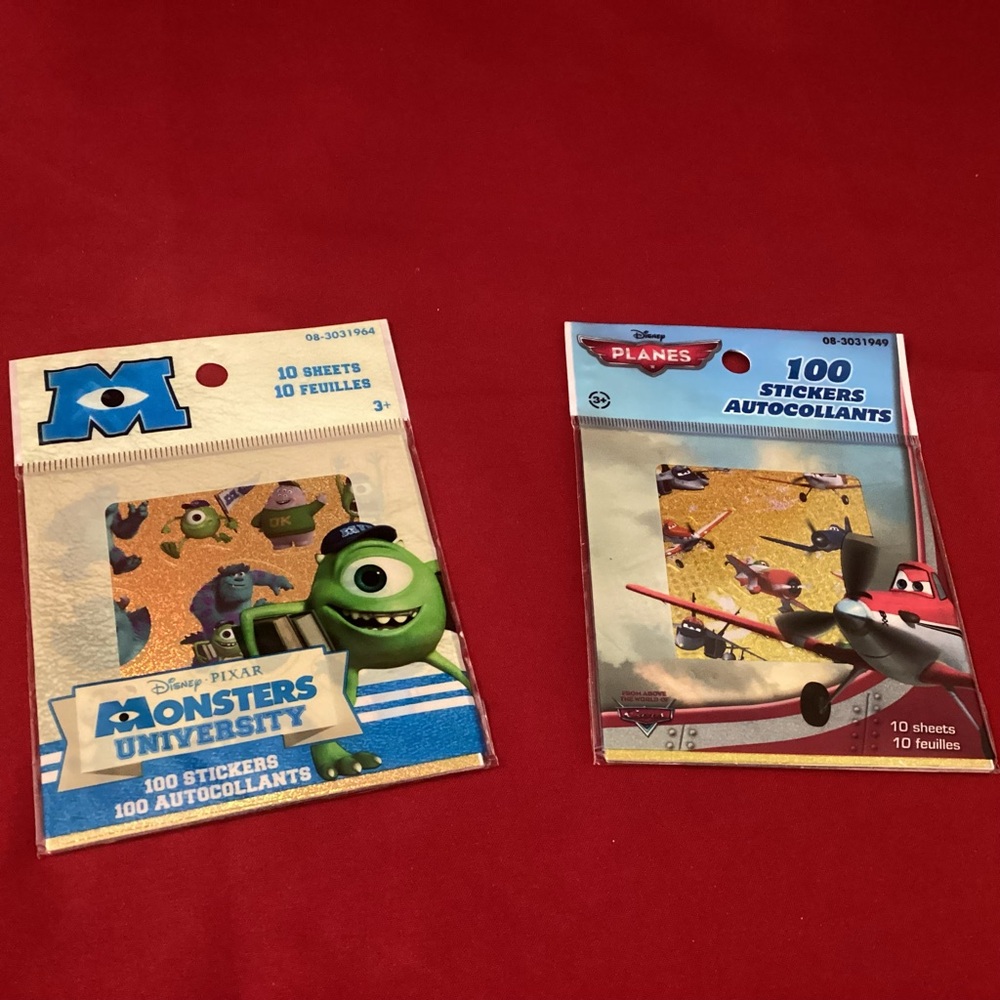 Monster’s University and Planes stickers sheets
